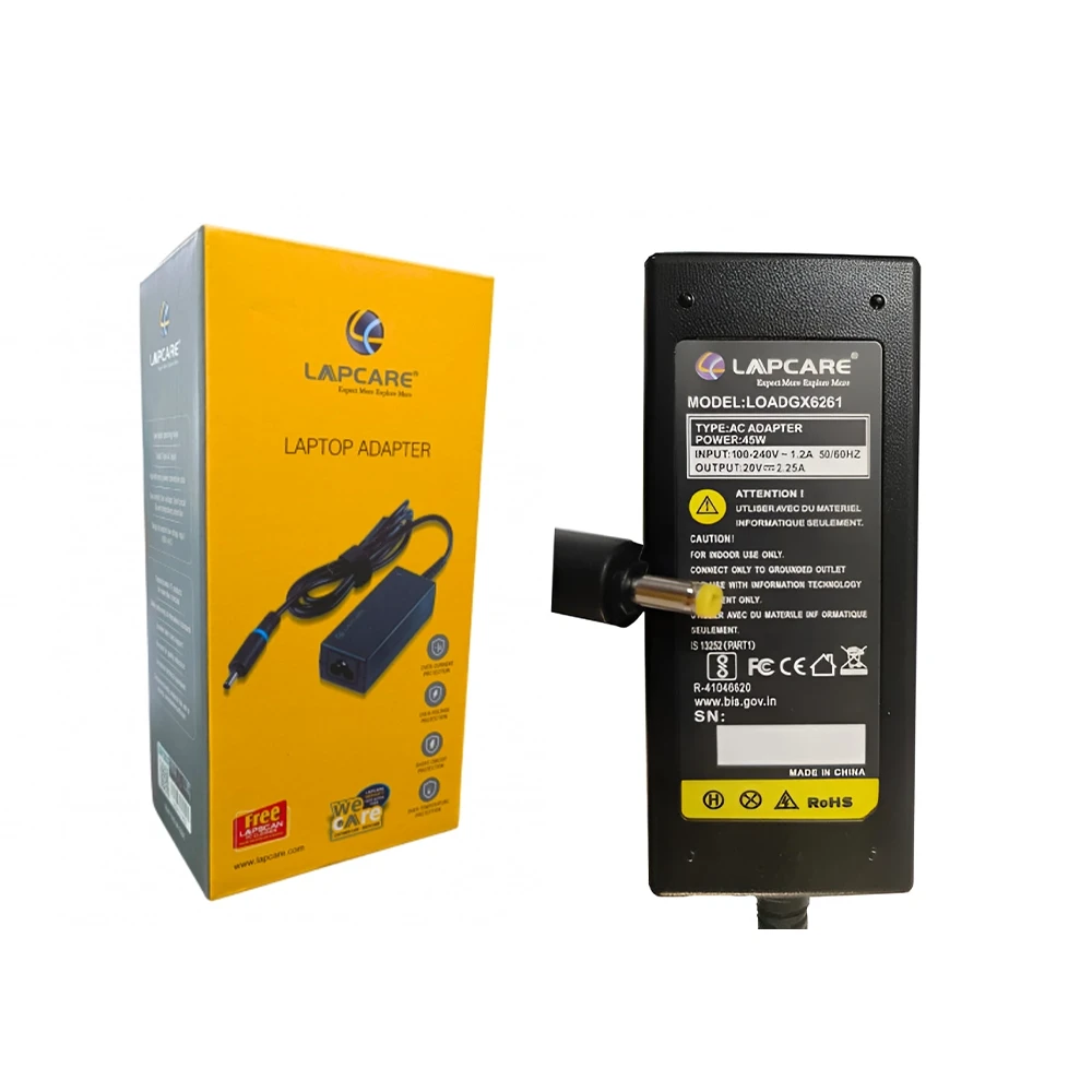 Lapcare Laptop Adapter Compatible For Lenovo 45w |20v/ 2.25a | 4.0mm x 1.7mm Small Pin view 3